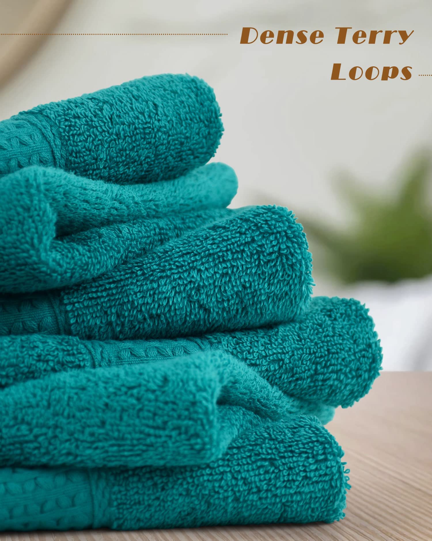 Cleanbear Wash Cloths Turquoise Washcloths for Body - Cotton, 13” x 13”
