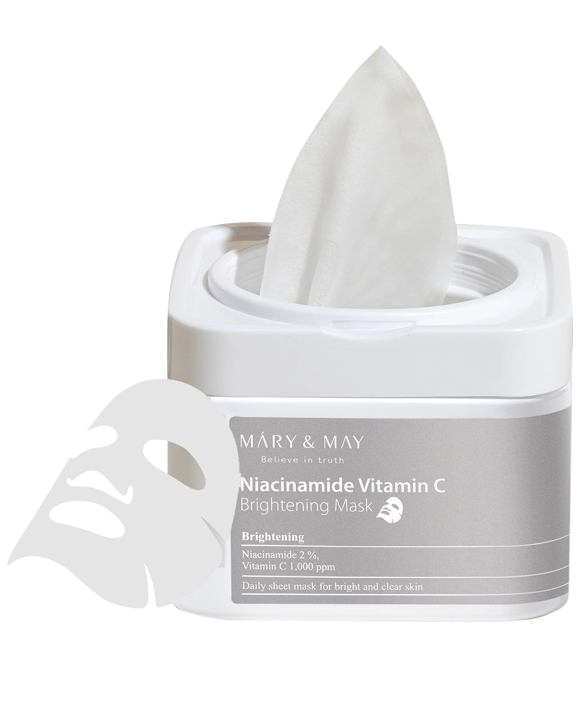 Mary&May Niacinamide + Vitamin C Daily Sheet Mask, 30 Sheets Pull-Out