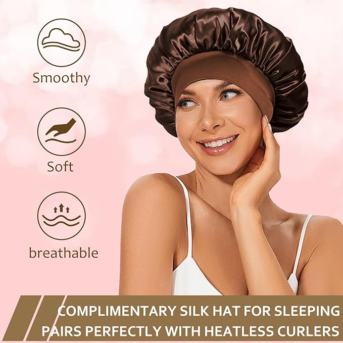 KUREYON Satin Heatless Hair Curler,4 Piece Set,Overnight Heatless Curls