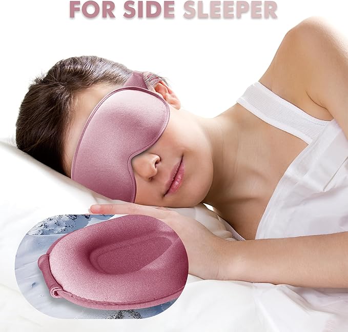 Sleep Eye Mask for Men Women, Lash Extensions 3D Sleeping Mask, Travel Blackout Night Blindfold Eye Shade Cover with Adjustable Strap (Rose)