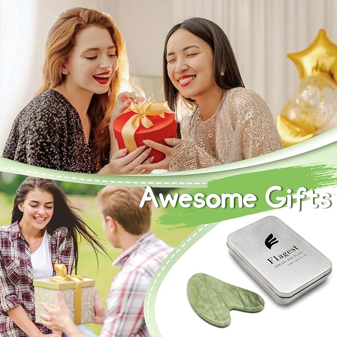 Flagest Jade Gua Sha Facial Tool,100% Genuine Guasha Stone