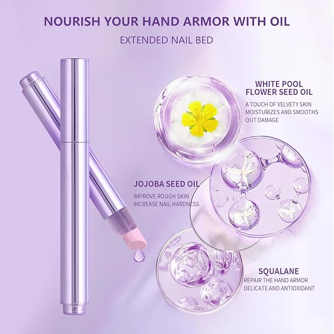 Ceramic Cuticle Oil Pusher Pen - 2PCS Nail Cuticle Remover Oil Pen - Nail Care Oil Cuticle Pusher with Ceramic Tip for Hangnails & Dry & Damaged Nail