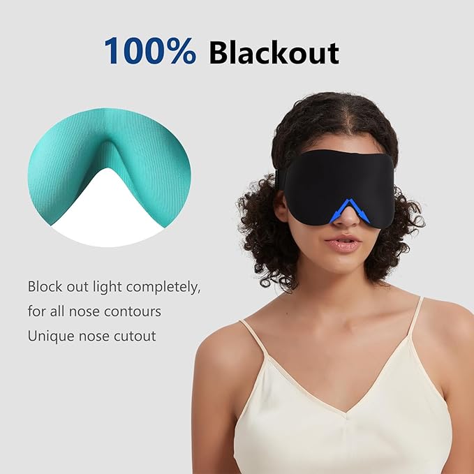 ALASKA BEAR 100% Blackout Sleep Mask for Women and Men, Blue