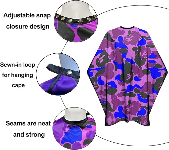 Barbohoo Barber Cape for Men Professional Hair Cutting Salon Cape with Snap Closures Waterproof Large Hairdressing Styling Cape Gown for Barber- 63”× 56” (New Camouflage G)