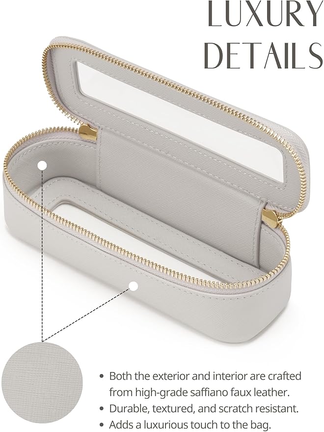 Popvibe Slim Makeup Brush Bag Travel Clear Toiletry Bag for Women Cute Make Up Bag for Traveling Cosmetic Bag Organizer Waterproof Tansparent Beauty Makeup Case Blue Gray
