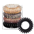 Kitsch Spiral Hair Ties for Women – Coiled Plastic Hair Ties No Damage, Ponytail Holders for Thick and Thin Hair – Creaseless and Dent-Free, Phone Cord Style - Brunette, 4 Pcs