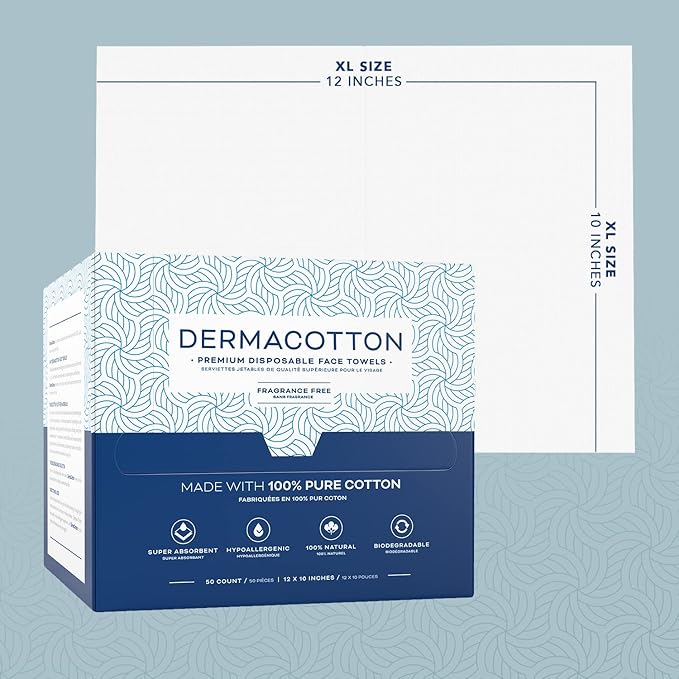 X-Large 100% Pure Cotton Face Towels – 100 Count Extra Large Disposable Wash Cloths for Face Washing, Makeup Removal & Acne Care | Ultra Soft, Hypoallergenic & Fragrance-Free