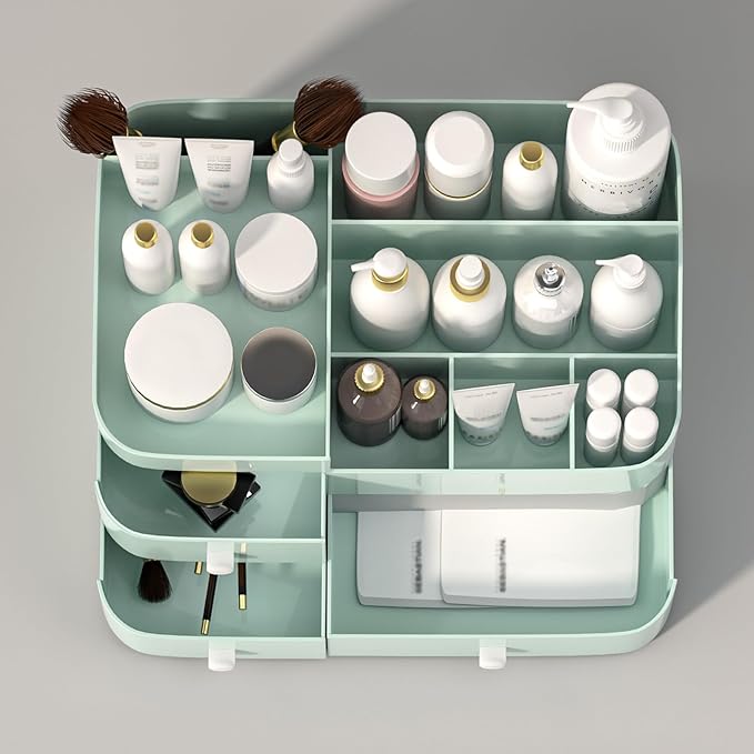 MIUOPUR Makeup Organizer with Drawers, Bathroom Counter Organizer, Plastic Cosmetic Display Case, Large Skincare Storage for Vanity Countertop, Ideal for Bedroom Dresser top and Desktop