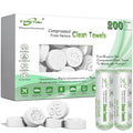 Fancyou Compressed Towel Tablets 200 Count, Thicken Disposable Face Towel with 2 Carry Cases, Biodegradable & Compact, Cotton Clean Face Towels for Outdoor Camping Hiking Travel Gym BBQ Home