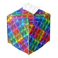 Rainbow Tissue Box Cover Neon Colorful Tiles Purple Blue Pink Square PU Leather Waterproof Tissue Box Holder for Bathroom Kitchen Bedroom Vanity Countertop Night Stands