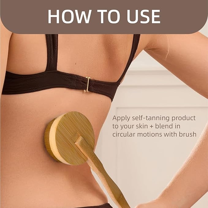 Ludanbest Self-Tan Back Applicator, Back Brush For Applying Self-Tan, Long Handle For Controlled Sunless Tanning, Eco Friendly Back Tanning Applicator, Vegan, & Cruelty Free, 1 Count