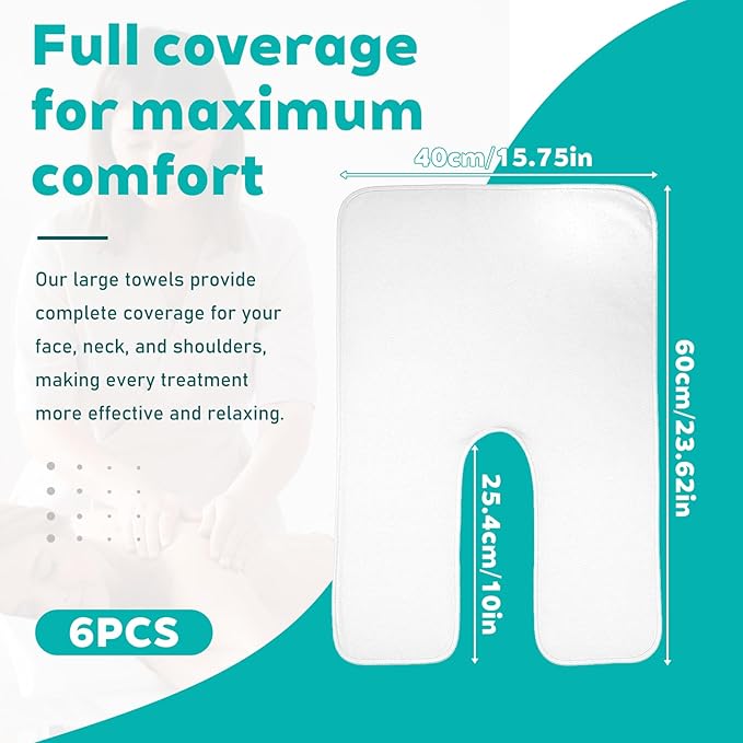 6 Pcs Microfiber Facial Towels for Estheticians, Extra Soft Spa Towels for Facial U-Shaped Extra Thick Massage Face Towel Professional Face Cloth with Split Design for Spa Massage Skin Care