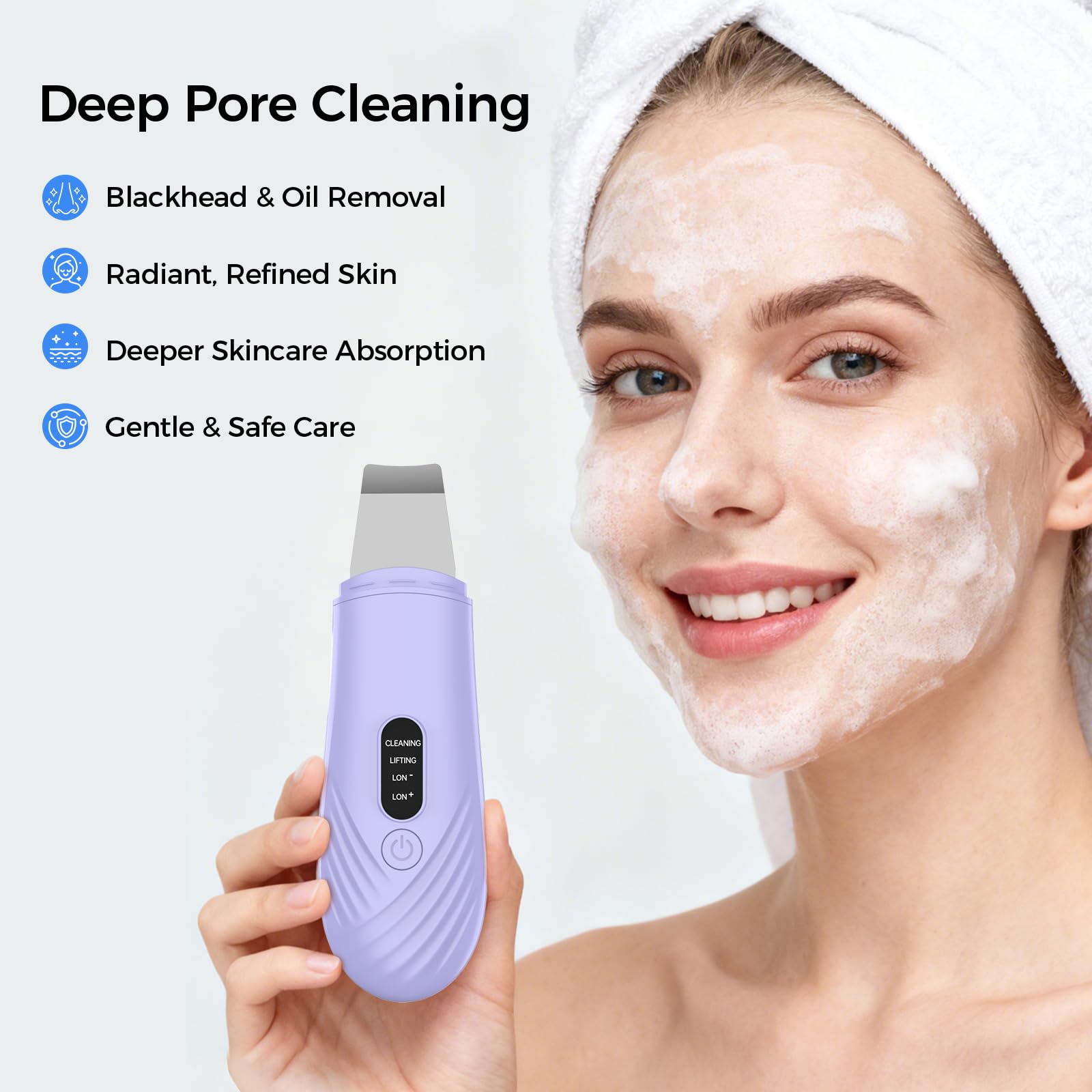 Skin Scrubber Face Spatula, Blackhead Remover Tool for Facial Deep Cleansing, Face Spatula Pore Cleaner with 4 Modes, Whitehead Remover, Blackhead Extractor, Face Scrubber (Purple)
