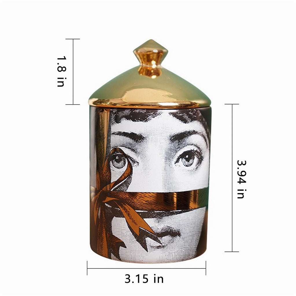Big Eye Starry Sky Aromatherapy Candle Jar With Lid Ceramic Makecup Cotton Swab Holder Home Deocrative Bottler, Home Fireplace Kitchen Dining Decor For Living Room Knick Knacks Candle Holders (F10)