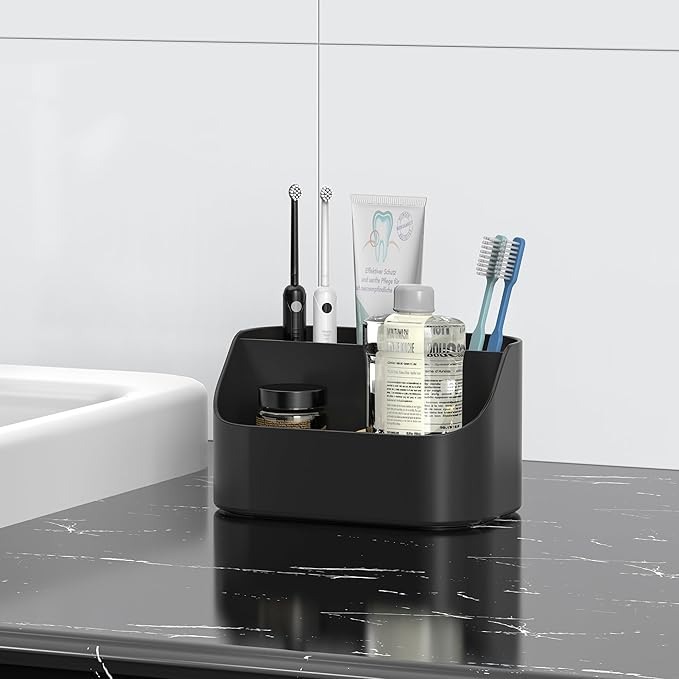 Mens Countertop Toothbrush Holder for Bathroom with Removable Divider
