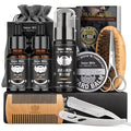 Isner Mile Dad Gifts Fathers Day Husband: from Wife Daughter, Beard Grooming Kit for Men with Beard Oil Balm Wash Brush Comb & Straight Razor, Stocking Stuffers Birthday Gifts for Men Him Boyfriend