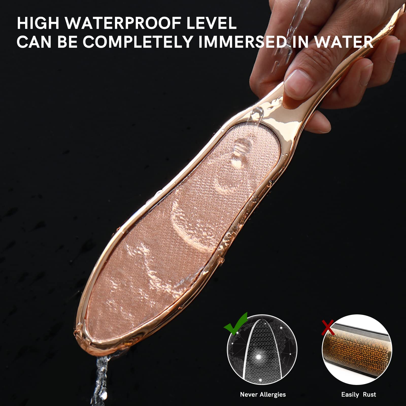 10.4'' Double Sided Nano Glass Foot File Callus Remover, Glass Foot File Heel Scraper for Cracked Heels, Washable Foot Rasp for Wet and Dry Feet - Foot Scraper for Shower Use