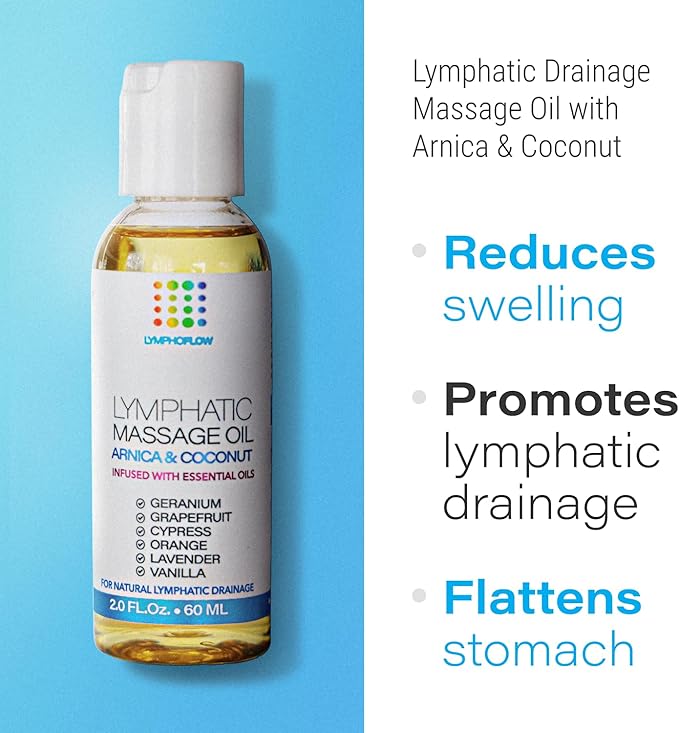 Lymphatic Drainage Massage Oi for Massage Therapy - Arnica and Coconut Oil for Manual Lymph Drainage & Post Surgery Recovery for Liposuction, 360 Lipo, BBL,Tummy Tuck, Lymphedema, Lipo Foam-2.0 oz