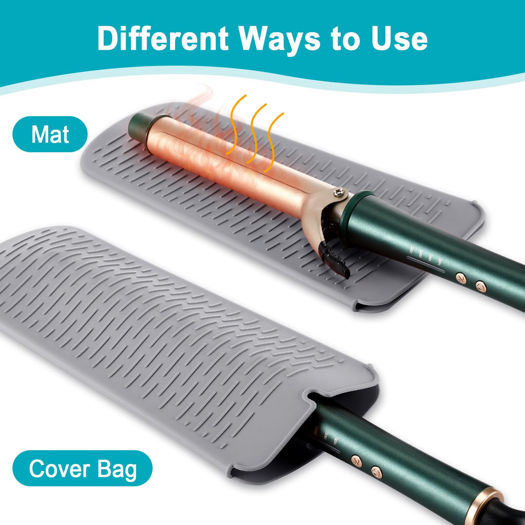Shappy 2 Pcs Heat Resistant Curling Iron Flat Iron Travel Case,Marble