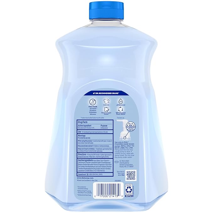 Dial Antibacterial Foaming Hand Soap Refill, Spring Water, 52 fl oz (Pack of 2)