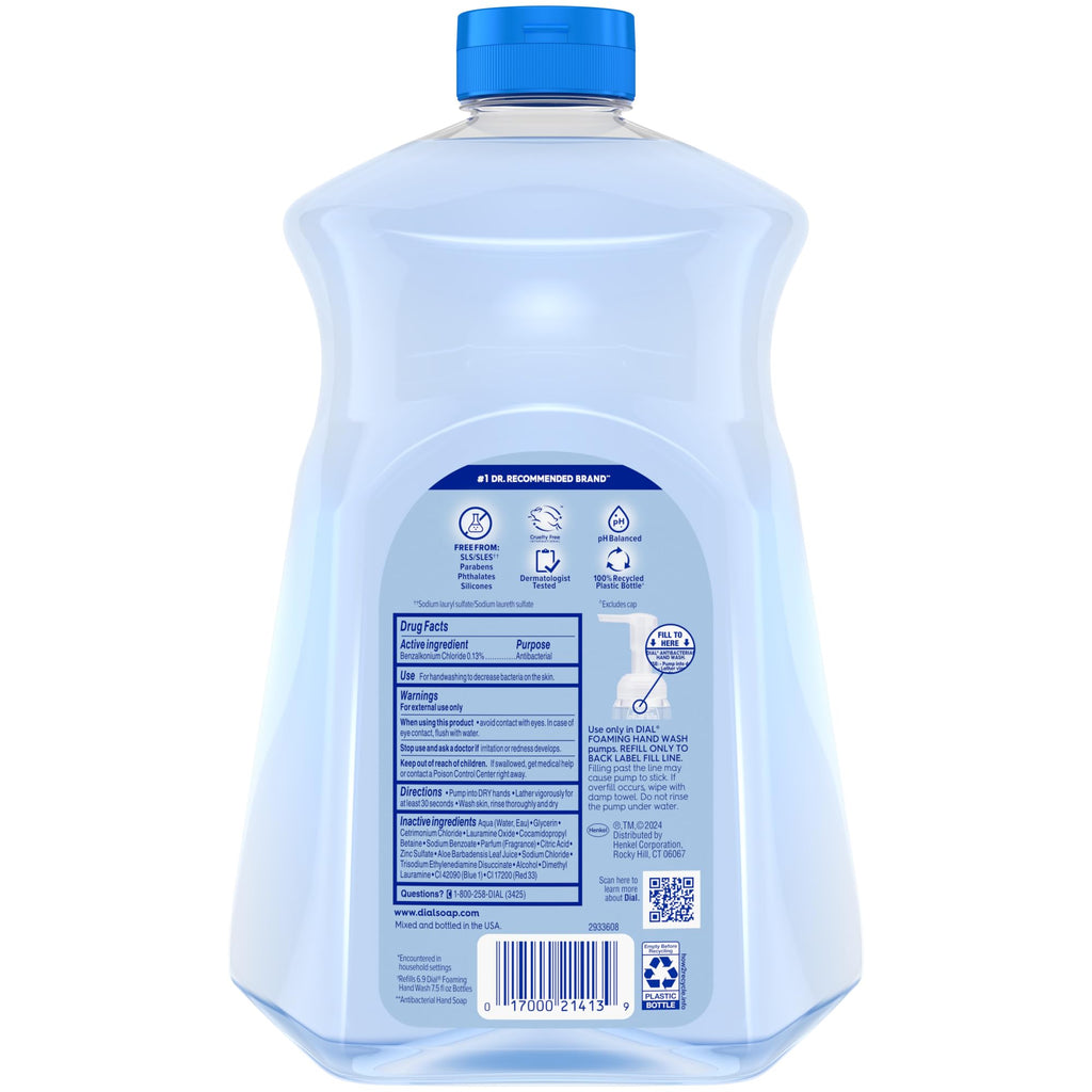 Dial Antibacterial Defense Foaming Hand Soap Refill, Spring Water, 52 Fl Oz