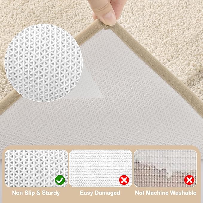 SHACOS Light Beige Bathroom Rugs Sets 3 Piece Bath Mat U Shaped Toilet Rug