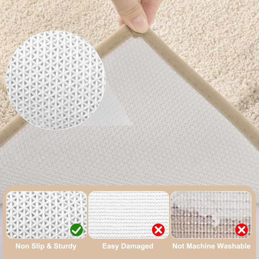 SHACOS Light Beige Bathroom Rugs Sets 3 Piece Bath Mat U Shaped Toilet Rug
