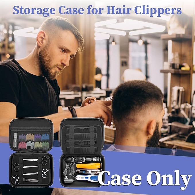 Klawdsky Hard Clipper Case for Barbers, Hair Clippers Travel Case for Hatteker/Oneisal/Wahl 5star/Andis Razor Guard Grooming Kits, Hair Cutting Barber Supplies Holder, Trimmer Organizer Storage Bag