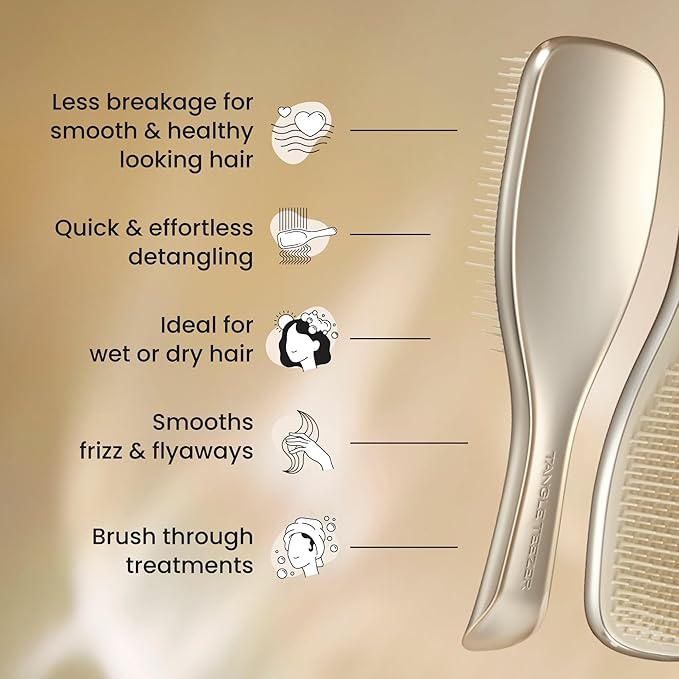 Tangle Teezer Chrome Ultimate Detangler Brush, Straight to Curly, Champagne