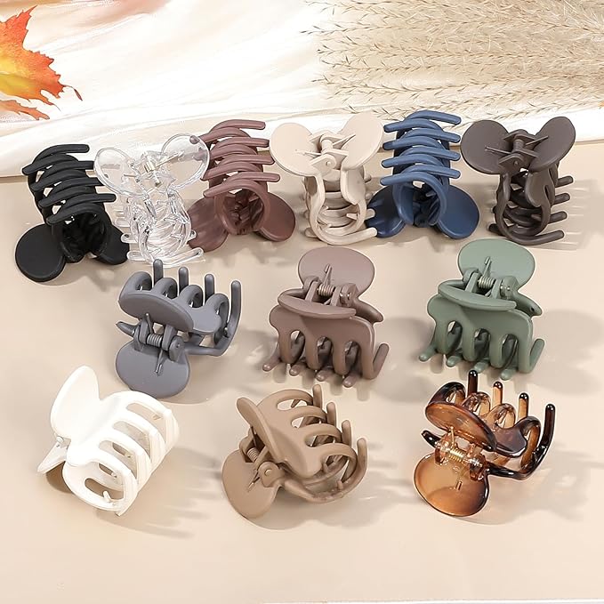 Sisiaipu 12Pcs Hair Clips for Women 1.8 Inch Small Claw Clips for Thin Hair Medium Hair Claw Clips for Thick Hair Accessories for Women Girls (Transparent)