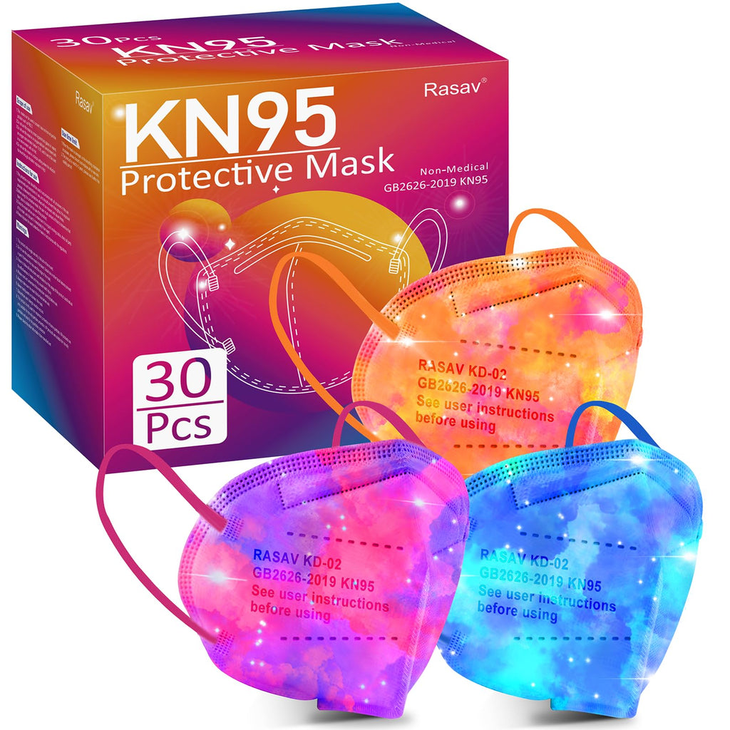 Rasav KN95 Face Masks, Fashion Galaxy Print, 5-Layer 30 PCS for Adults