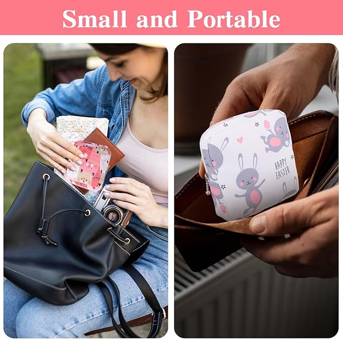 3 PCS Sanitary Pad Storage Bag Portable Period Bag for Teen Pads/Sanitary Napkins/Tampons, Sanitary Napkin Storage Bags First Period Gifts for School, Hygiene Bags Travel Containers (Pink,Grey, Blue)