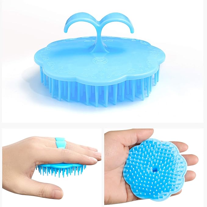 YEALIFE 2Pack Hair Scalp Exfoliator Brush Dandruff Cleaning Brush, Flexible Scalp Massager, Shower Shampoo Brush for Home, Office, Travel and Pets-Pink/Blue