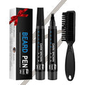 Beard Filler Pencil - Beard Pen with Brush, Barber Pen Water-proof Mens Grooming Kits Creating Natural Beard Color (Dark Brown)