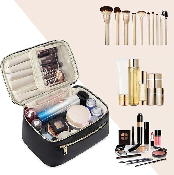 Wandering Nature Makeup Bag, Women Travel Make Up Vanity Case with Handle