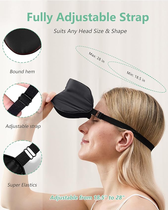 BeeVines 100% Real Mulberry Silk 2 Pack Sleep Mask, Pure Silk Eye Masks with Adjustable Strap for Sleeping, Block Light Eye Shade Cover, Reduces Puffy Eyes Traveling Gifts(Black & Rich Purple)
