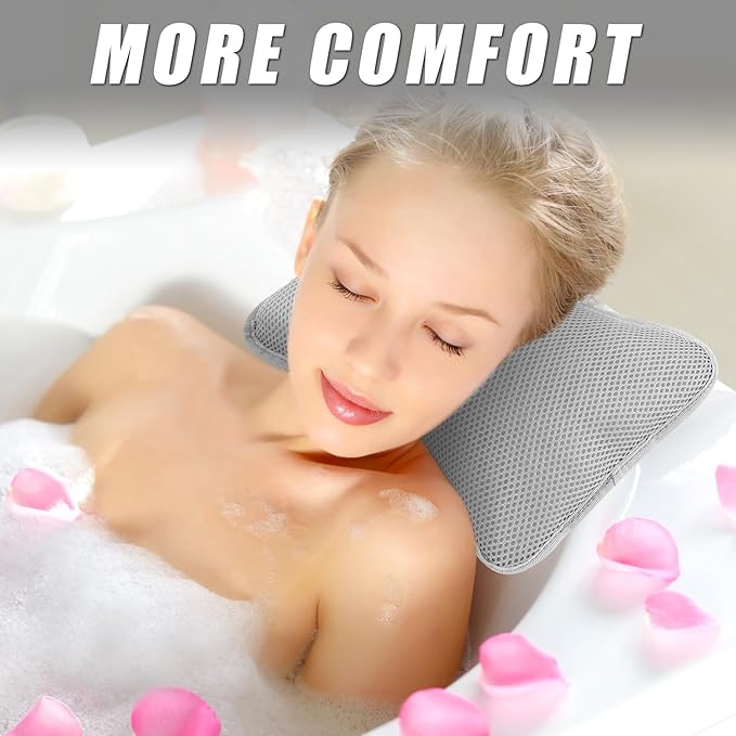 2 Pcs Hot Tub Spa Pillows for Outdoor Indoor Inflatable Bathtub 10.62 x 8.26 Inch Universal Hot Tub Accessories Patio Lounge Chair Headrest Neck Support with Adjustable Hook for Spa Bathtub (Grey)