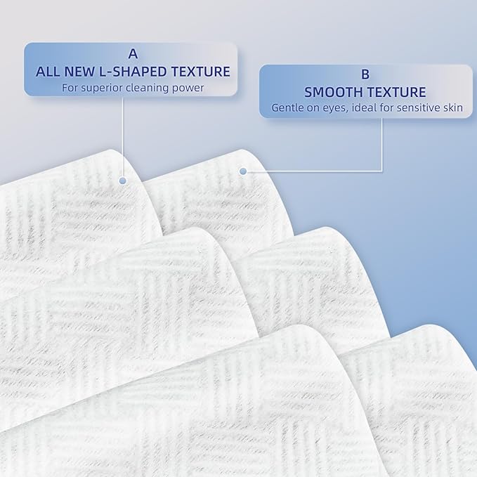 Conbonnie Clean Face Towels XL, Thickened Design with New Textured, 10"×12" Biobased Facial Towels, Disposable Face Towelette, Makeup Remover for Skin Care, Clean Skin, 50 Count (1 Pack)