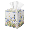 Wildflowers Tissue Box Cover Square with Bottom Belt, Floral Leather Waterproof Tissue Holder Facial Paper Case for Tabletop Home Office Bathroom Car Decor -07