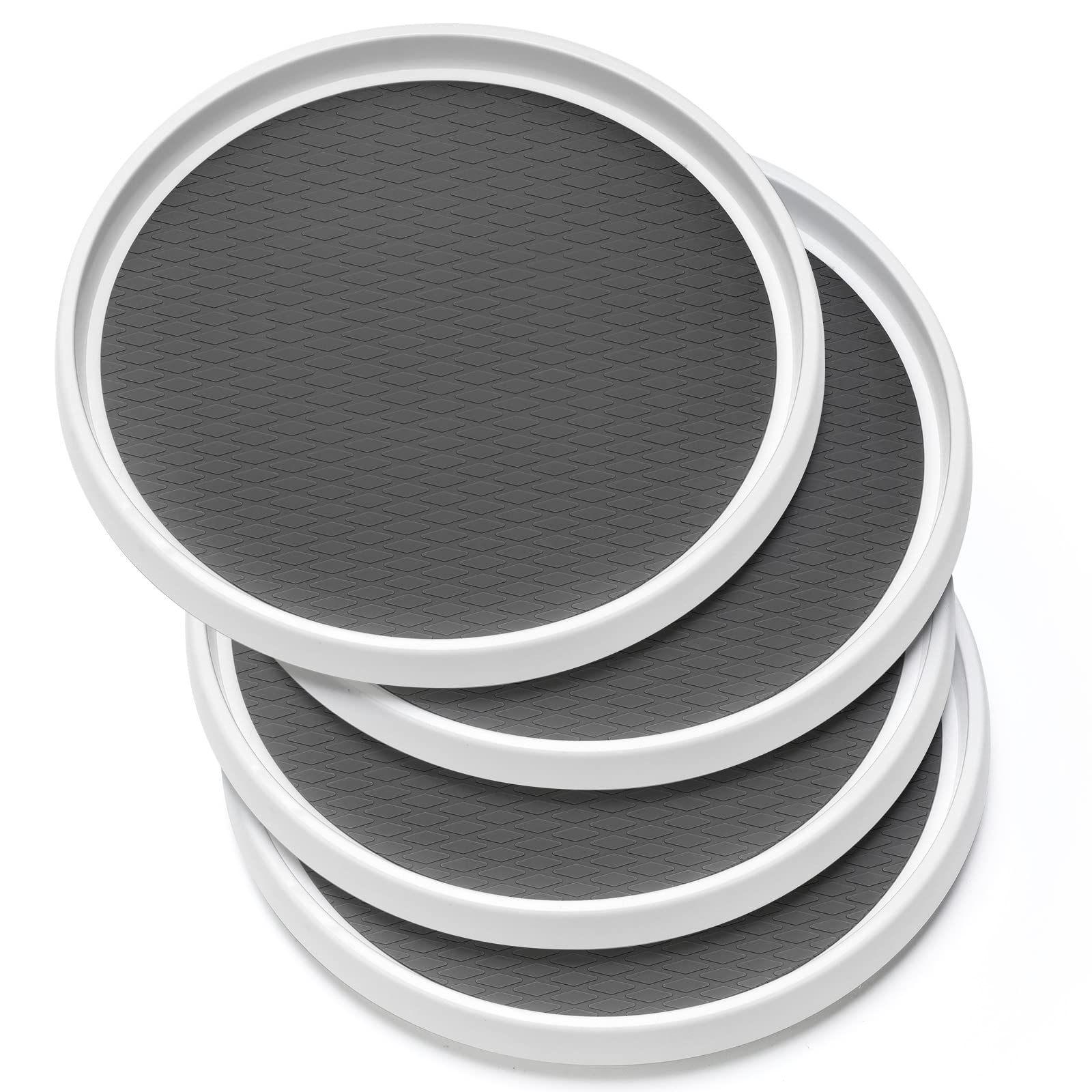 12-Inch Non-Skid Turntable Lazy Susan Organizer [4 Pack] - Spinning Rack for Cabinet Table Top, Pantry Organization Storage, Kitchen, Fridge, Vanity, Countertop, Under Sink Organizing, Spice Spinner