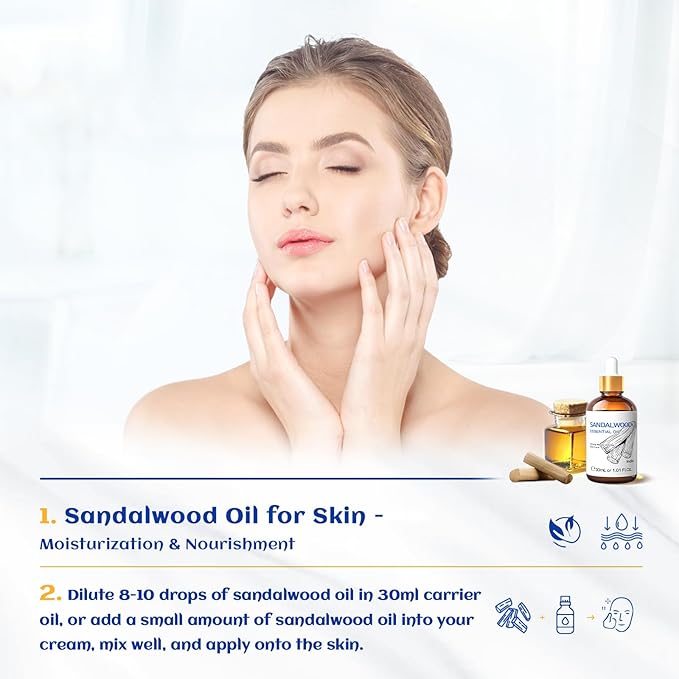 HIQILI Sandalwood Essential Oils for Skin, Diffuser & Candle Soap Making