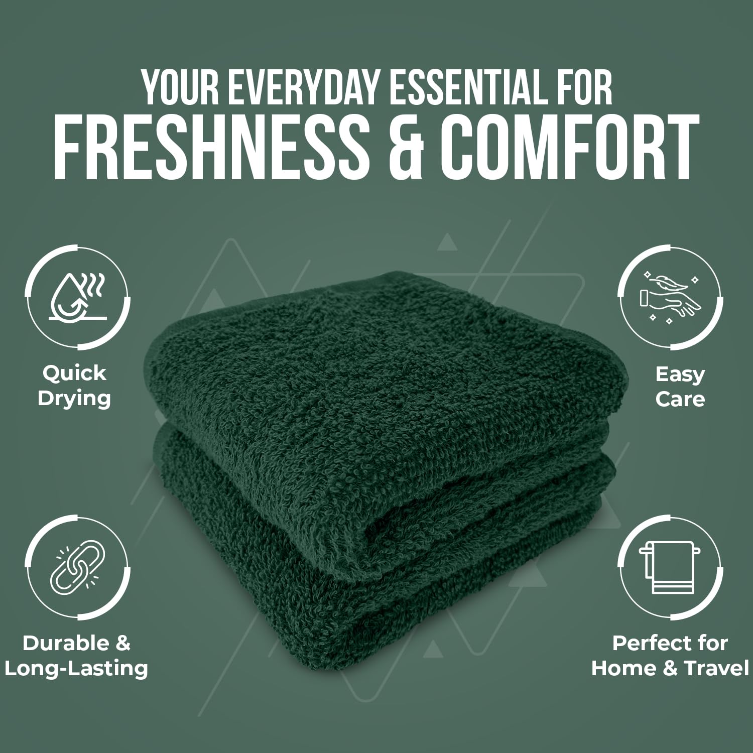 DAN RIVER 24 Pack Cotton Wash Cloths Set for Showering [12x12] Huntergreen