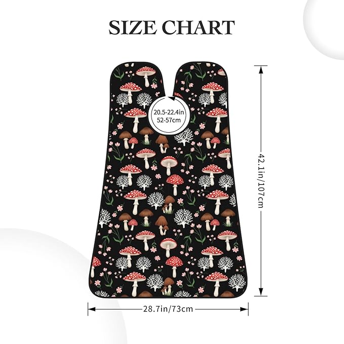Beard Bib Apron for Men Shaving, Waterproof Non-Stick Hair Catcher with Suction Cups, Grooming Essential for Dad Husband, Cool Fall Leaves Red Mushrooms Black Shave Bib