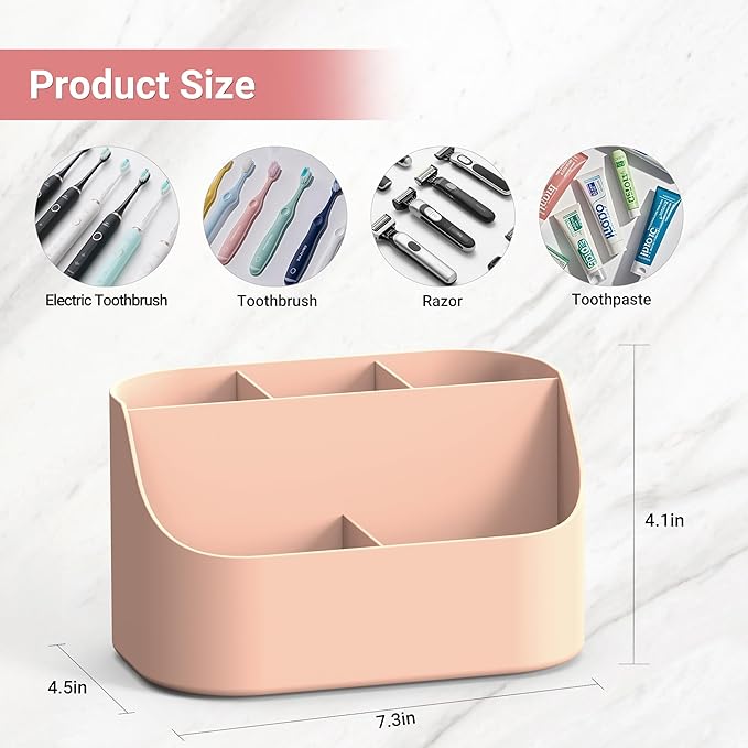 5 Slots Countertop Plastic Toothpaste and Toothbrush Holder for Bathroom