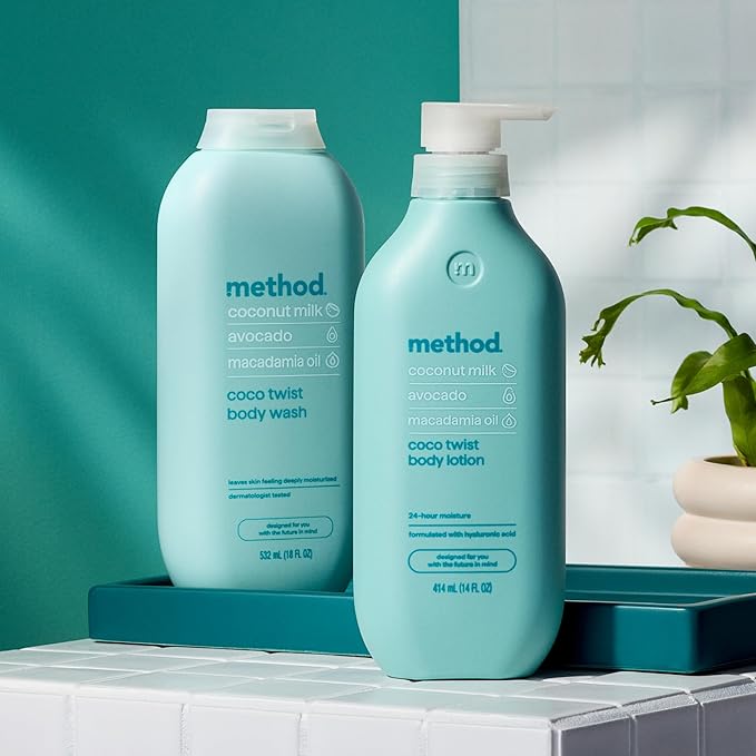 method Body Wash, Coco Twist - Leaves Skin Feeling Soft & Moisturized, Made Without Parabens, Notes of Coconut Milk, Avocado & Macadamia, 18 fl oz