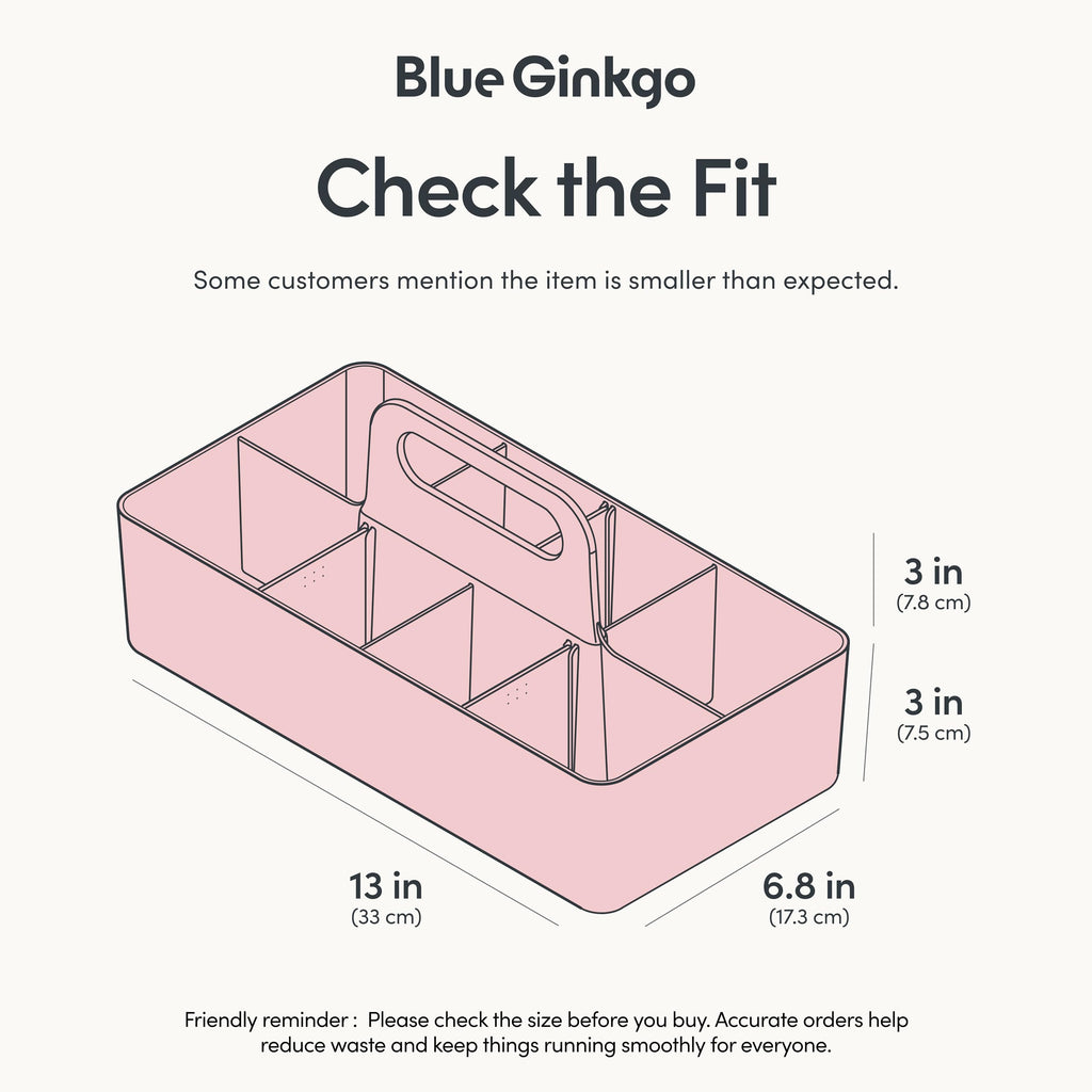 BLUE GINKGO Stackable Organizer Caddy, Long, Pink, Made in Korea