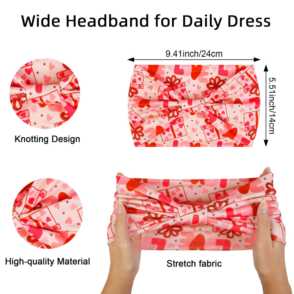 Huachi Valentine Headbands for Women Pink Valentine Heart Headbands