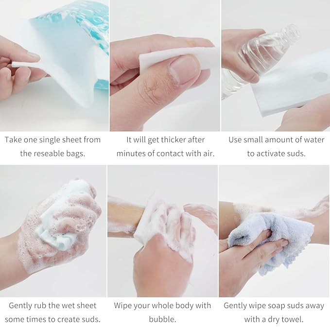 HYGIENJOY Skin Cleaning Wipe (75 Counts, 3 Packs) - Rinse Free Bathing Sponge for Adults, Extra Thick, No Residue, Hypoallergenic, Convenient for Elderly, Injured, Campers, Hikers