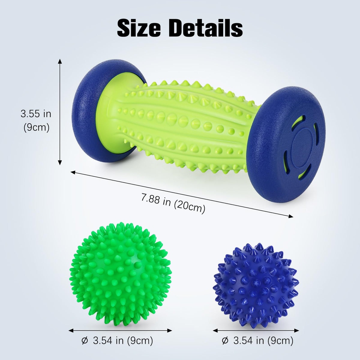 Maliton Massage Ball Set - 3 in 1 - with Foot Roller & Spiky Balls