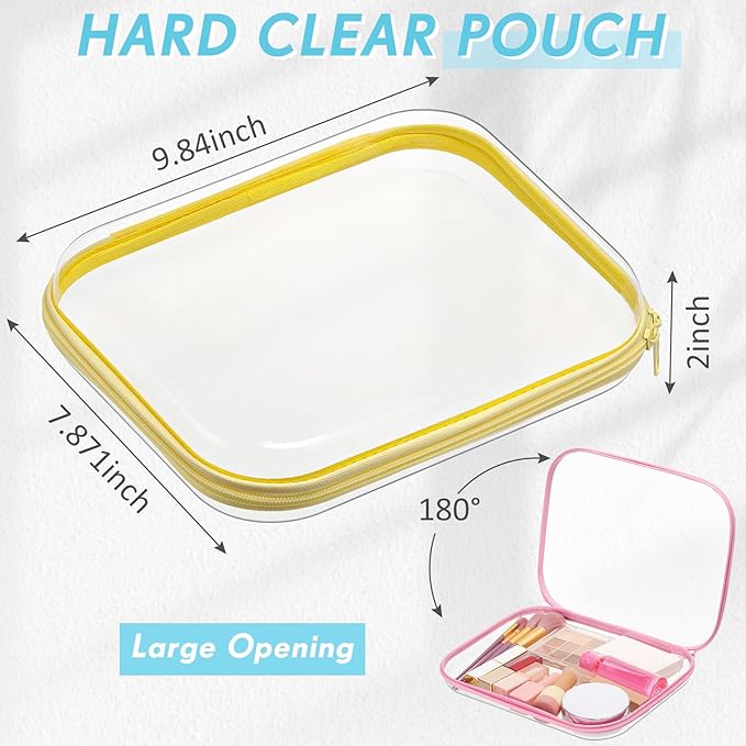 Sanwuta 10 Pcs Hard Zipper Case Clear Hard Pouches Plastic Zipper Pencil Portable Box Toy Storage Bins Plastic Container for Travel Toiletry Office Cosmetic Block Puzzle Organizer (M,Macaron Color)